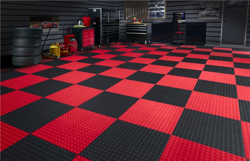 WeatherTech TechFloor 12in x 12in Solid Floor Tile w/ Raised Squares - Tan