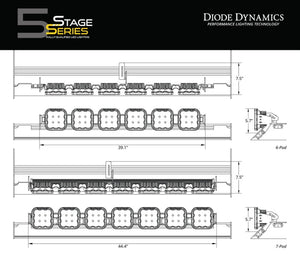 Diode Dynamics Prinsu/Sherpa Roof Racks- SS5 6-Pod CrossLink Mounting Kit Pro Yellow Combo