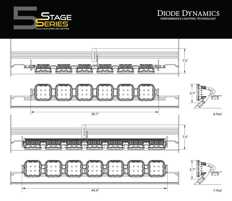 Diode Dynamics Prinsu/Sherpa Roof Racks- SS5 6-Pod CrossLink Mounting Kit - Pro Yellow Driving