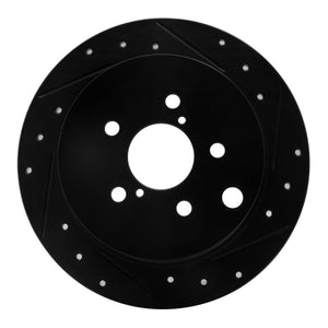 R1 12-23 Subaru XV Crosstrek Rear Right Drilled & Slotted Black Brake Rotor