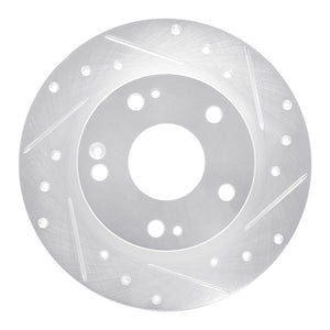 R1 16-25 Honda Civic Hatchback Rear Right Drilled & Slotted Silver Brake Rotor