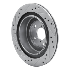 R1 05-09 Subaru Impreza Rear Right Drilled & Slotted Silver Brake Rotor