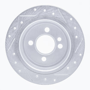 R1 02-15 Mini Cooper Clubman Rear Left Drilled & Slotted Silver Brake Rotor