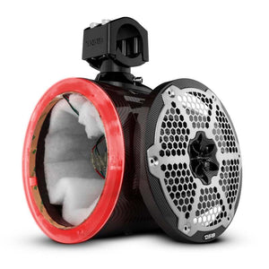 DS18 Marine And Powersports Towers 8in RGB LED Lights Black Carbon Fiber Speakers Not Included