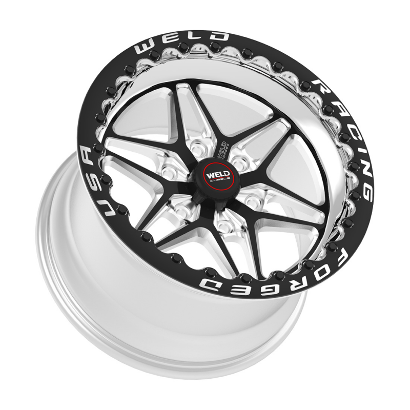 Weld S81 HD Beadlock 17x10/5x135/5.7 BS/3.54 HB - Black Center - Polished Shell - Black SBL Wheel