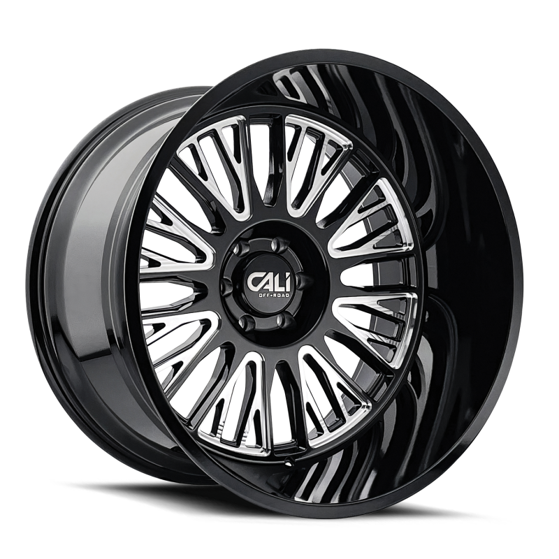 Cali Off-Road 9116 Vertex 22x12 / 8x165.1 BP / -44mm Offset / 125.2mm Hub Gloss Black Milled Wheel