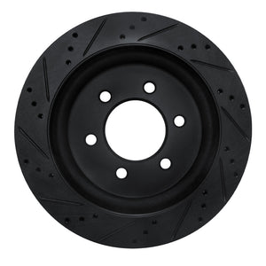 R1 18-21 Ford F-150 RWD Rear Right Drilled & Slotted Black Brake Rotor
