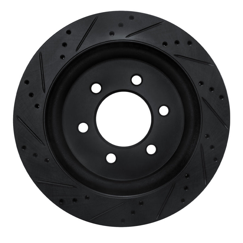 R1 18-21 Ford F-150 RWD Rear Right Drilled & Slotted Black Brake Rotor