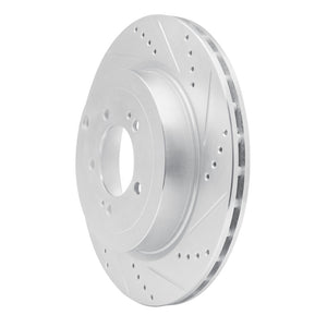 R1 08-15 Mitsubishi Lancer Rear Right Drilled & Slotted Silver Brake Rotor
