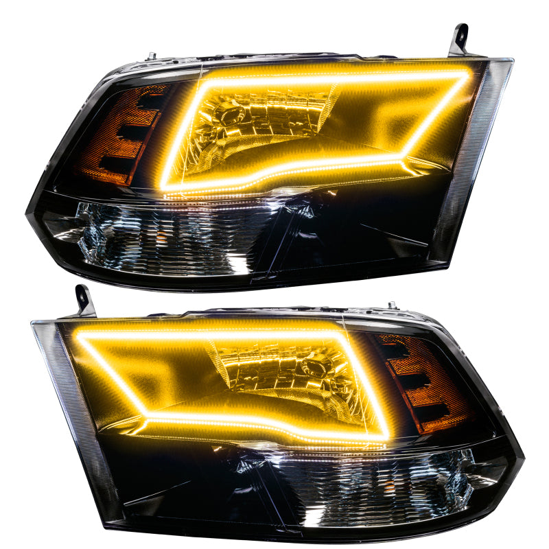 Oracle 09-17 RAM 1500 TRX Quad Pre-Assembled Headlights Blk Housing - w/ 2.0 Controller