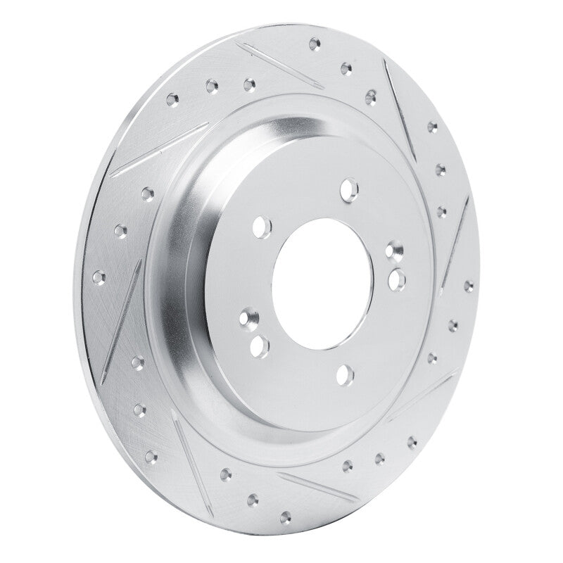 R1 2021-2025 Hyundai Tucson Rear Right Drilled & Slotted Silver Brake Rotor