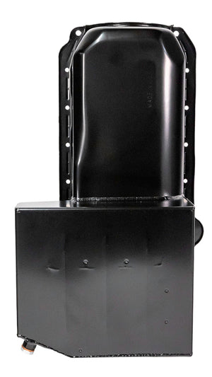 Moroso Pre-85 Chevrolet Small Block (w/Passenger Side Dipstick) Wet Sump 7qt 8in Steel Oil Pan - Blk