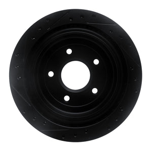 R1 97-13 Cadillac XLR Rear Right Drilled & Slotted Black Brake Rotor