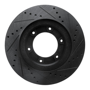 R1 93-97 Lexus LX450 Front Left Drilled & Slotted Black Brake Rotor