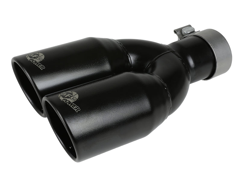 aFe MACH Force-Xp 409 Stainless Steel Clamp-on Exhaust Tip 2.5in Inlet 3.5in Outlet - Black