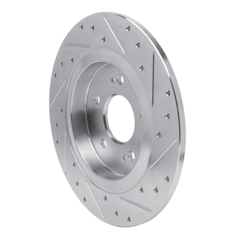 R1 19-25 Hyundai SANTA FE Rear Left Drilled & Slotted Silver Brake Rotor