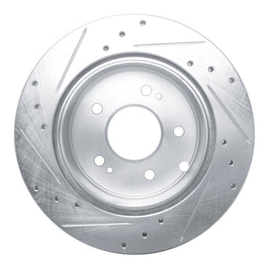 R1 06-12 Mitsubishi Eclipse Rear Right Drilled & Slotted Silver Brake Rotor