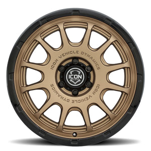 ICON Alloys Rancho 20x9 / 5x150 / 16mm / 5.625in BS Satin Bronze w/ Gloss Black Lip Wheel