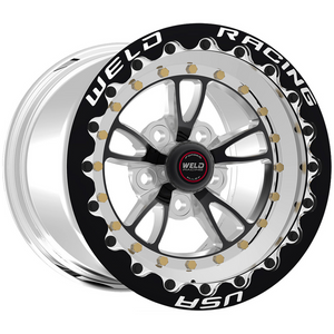 Weld Full Throttle Beadlock 15x10/5x4.5/3.5 BS/3.18 HB-Black Cntr-Polished Shell-Black SBL MT Wheel