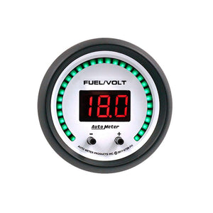 Autometer 52.4mm White Switchable 0-100 Fuel Level/8-18V Voltmeter Phantom Elite Digital Gauge