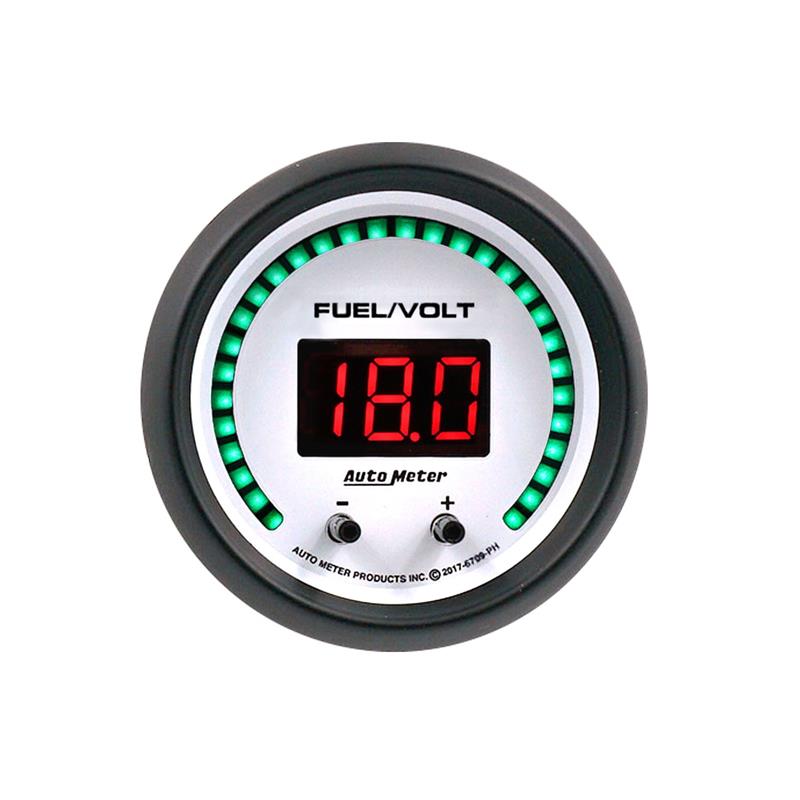 Autometer 52.4mm White Switchable 0-100 Fuel Level/8-18V Voltmeter Phantom Elite Digital Gauge