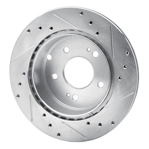 R1 06-12 Mitsubishi Galant Rear Left Drilled & Slotted Silver Brake Rotor