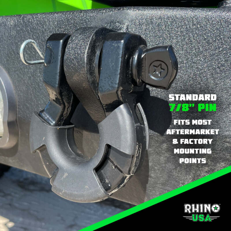 Rhino USA 8T Super Shackle 2-Pack (Matte Black)