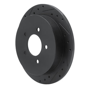 R1 97-04 Ford F-150 RWD Rear Left Drilled & Slotted Black Brake Rotor