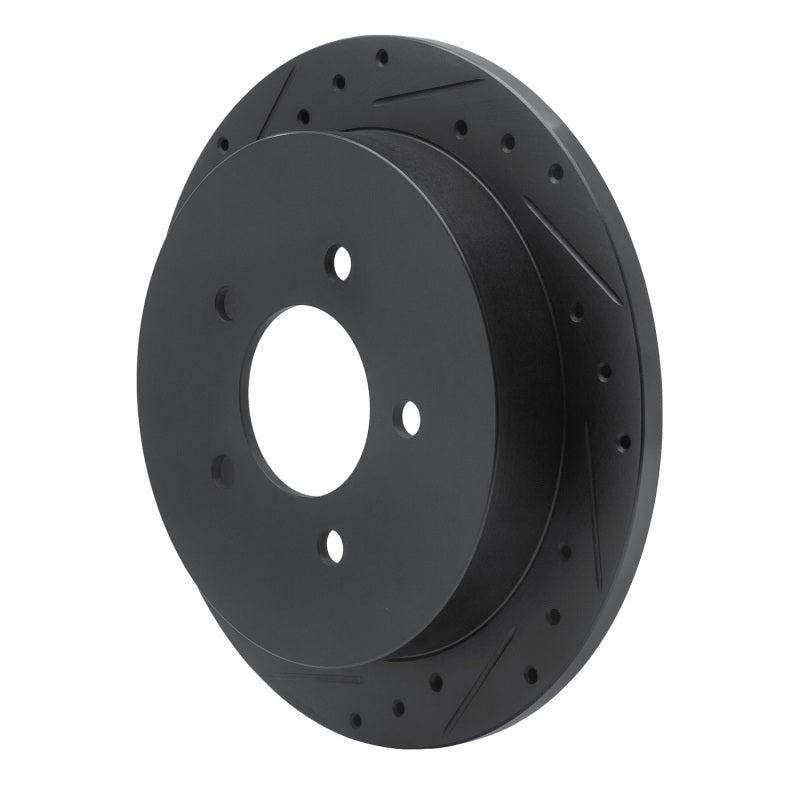 R1 97-04 Ford F-150 RWD Rear Left Drilled & Slotted Black Brake Rotor