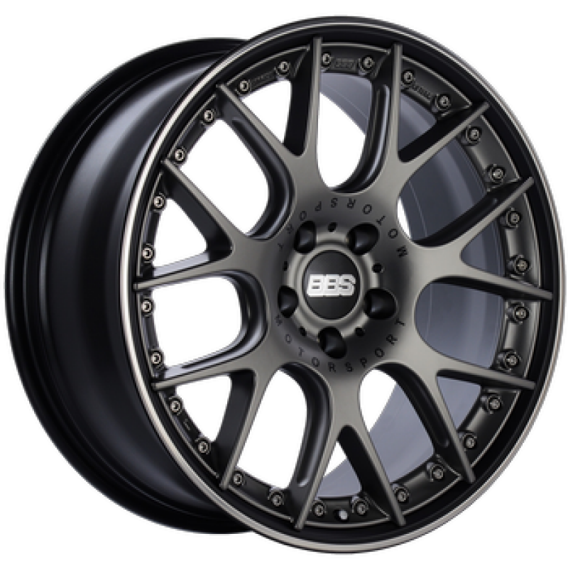 BBS CH-RII 21x9.5 5x112 ET30 PFS Platinum Center Black Rim SS Rim Protector Wheel w/Motorsport Etch