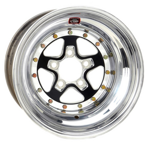 Weld Alumastar 15x8 / 5x4.5 / 5 BS / 3.18 HB - Black Center - Polished Shell - Non-BL Wheel