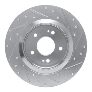 R1 19-25 Hyundai SANTA FE Rear Left Drilled & Slotted Silver Brake Rotor