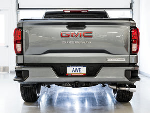 AWE Tuning 4th Gen GM 1500 5.3L 0FG Cat-Back Dual Side Exit (Flat Bumper) - Chrome Tips