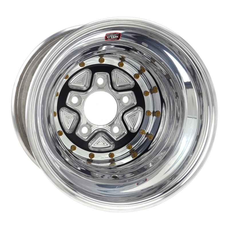 Weld Alumastar Pro 16x16 / 5x5 / 5 BS / 3.5 HB - Black Center - Polished Shell - Black DBL Wheel