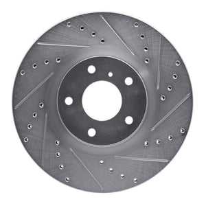 R1 09-23 Nissan 370Z Front Right Drilled & Slotted Silver Brake Rotor