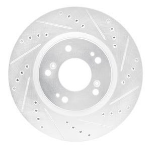 R1 04-12 Mitsubishi Eclipse Front Right Drilled & Slotted Silver Brake Rotor