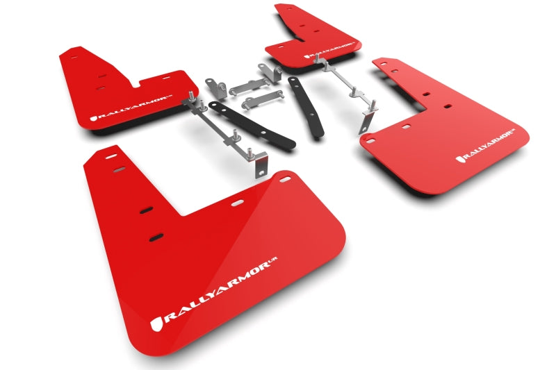 Rally Armor 23-26 Toyota GR Corolla Red UR Mud Flap w/White Logo