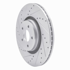 R1 14-19 Ford Focus Front Left Drilled & Slotted Silver Brake Rotor