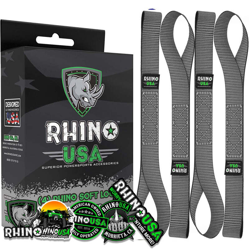 Rhino USA Soft Loops Motorcycle Tie-Down Set 4-Pack Gray