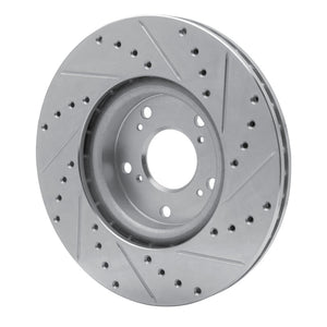 R1 06-15 Honda Civic Si Front Left Drilled & Slotted Silver Brake Rotor