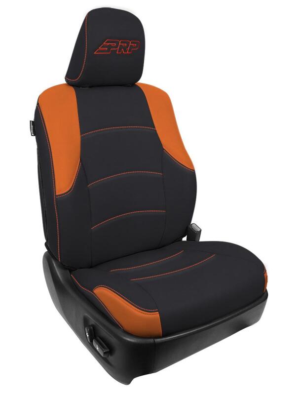 PRP 11-24 Toyota 4Runner Front Seat Covers (Pair) - Black/Orange