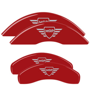 MGP 4 Caliper Covers Engraved Front & Rear MGP Red Finish Silver Char 2018 Hyundai Elantra