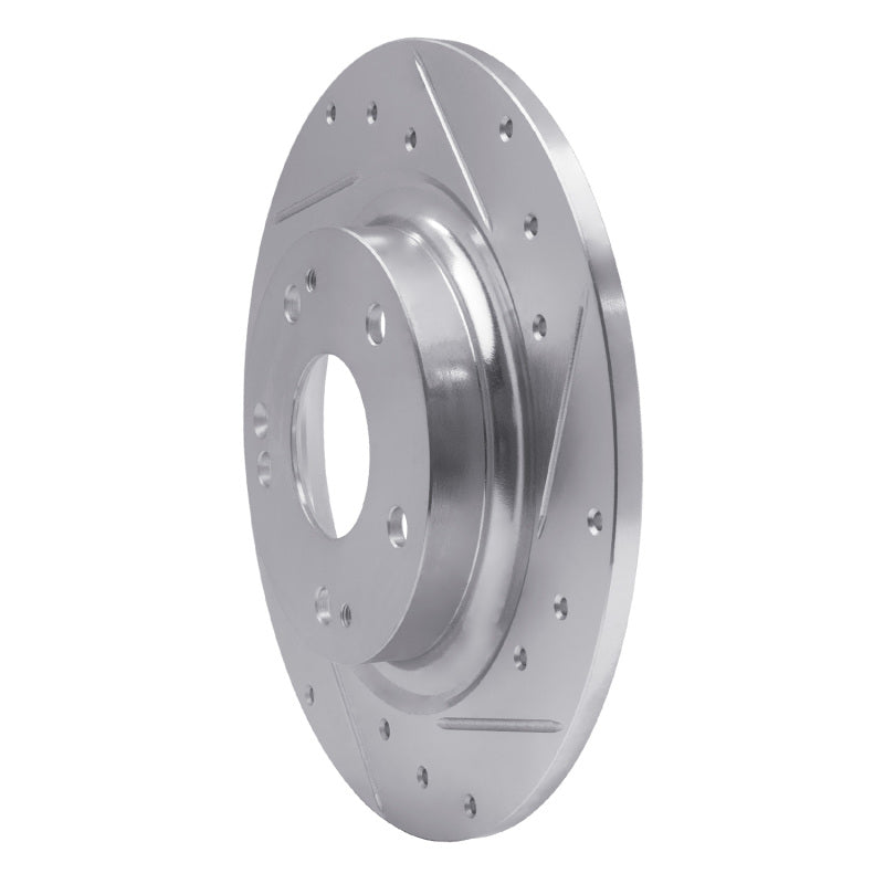 R1 17-20 Honda Civic Coupe Rear Right Drilled & Slotted Silver Brake Rotor