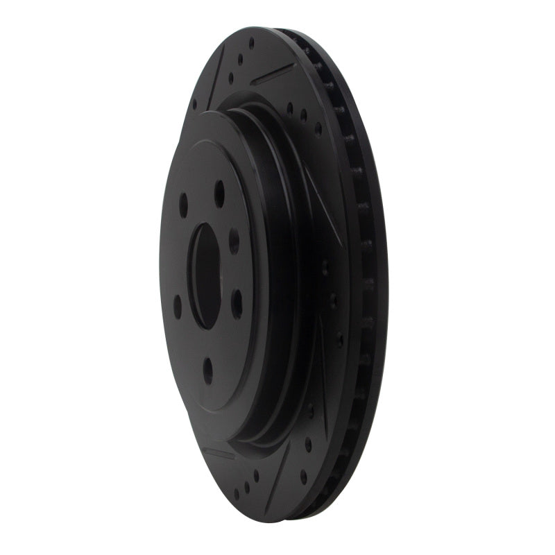 R1 08-19 Cadillac CTS Rear Left Drilled & Slotted Black Brake Rotor