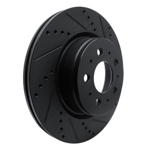 R1 17-25 Tesla Model 3 Front Right Drilled & Slotted Black Brake Rotor