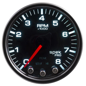 Autometer Spek-Pro Gauge Trans Temp 2 1/16in 300f Stepper Motor W/Peak & Warn Blk/Smoke/Blk