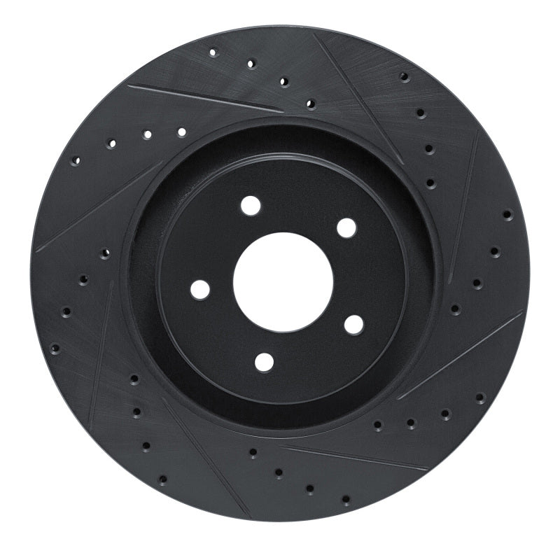 R1 2022-2025 Infiniti QX60 Front Right Drilled & Slotted Black Brake Rotor