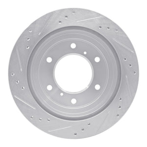 R1 00-06 Mitsubishi Montero Rear Right Drilled & Slotted Silver Brake Rotor
