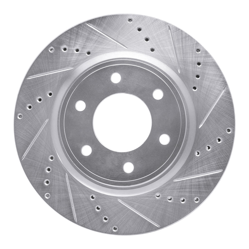 R1 07-24 Infiniti QX56 Front Right Drilled & Slotted Silver Brake Rotor