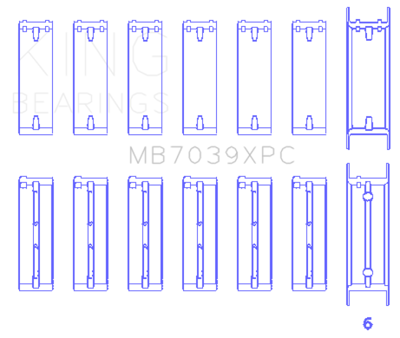 King BMW M20/M50 2.0L/2.5L/2.7L Crankshaft Main Bearings Set (Size .025) - 7 Pairs Coated